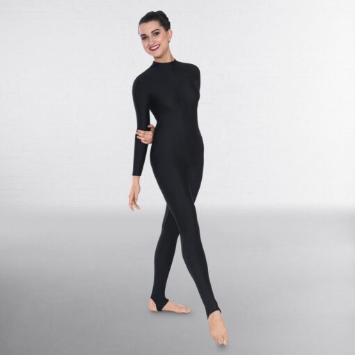 evelily 1st position catsuit pikka varrukaga korge kaelusega must